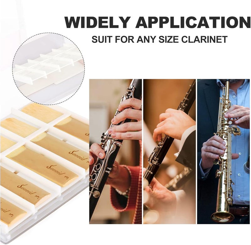 Sovvid 10 Pack Bb Clarinet Reeds with Plastic Box, Strength 3.0 Reeds for Clarinet, Thinner Reed Tip & Unfiled Cut for Easy of Play, Traditional Reeds for Clarinet Beginner and Player - Image 5